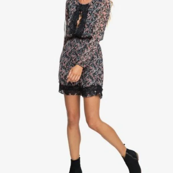 ROXY Chiffon Long Sleeve Dress - Picture 5 of 10